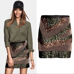 H&M Embellished Sequin Beaded Mini Skirt Size 4 NWT